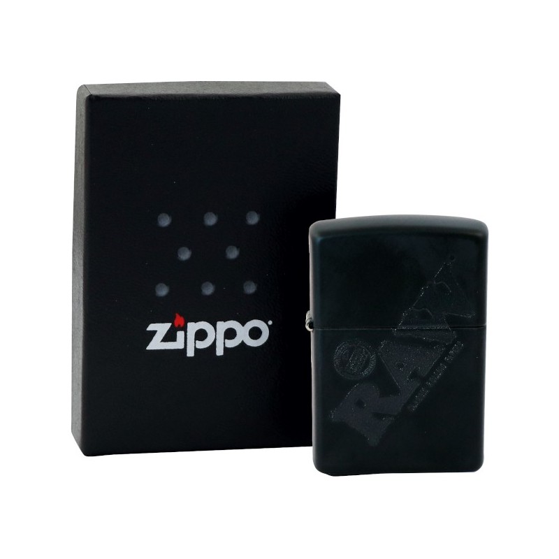 RAW ZIPPO BLACK WITH BLACK LOGO