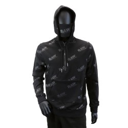 RAW ROLLING PAPERS RAWLER ZIP HOODIE BLACK ON BLACK