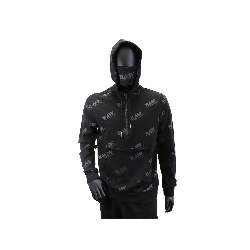 RAW ROLLING PAPERS RAWLER ZIP HOODIE BLACK ON BLACK