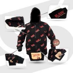 RAW ROLLING PAPERS RAWLER ZIP HOODIE BLACK ON BLACK