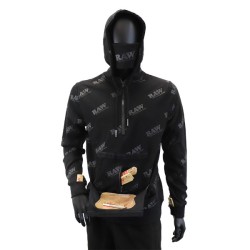 RAW ROLLING PAPERS RAWLER ZIP HOODIE BLACK ON BLACK