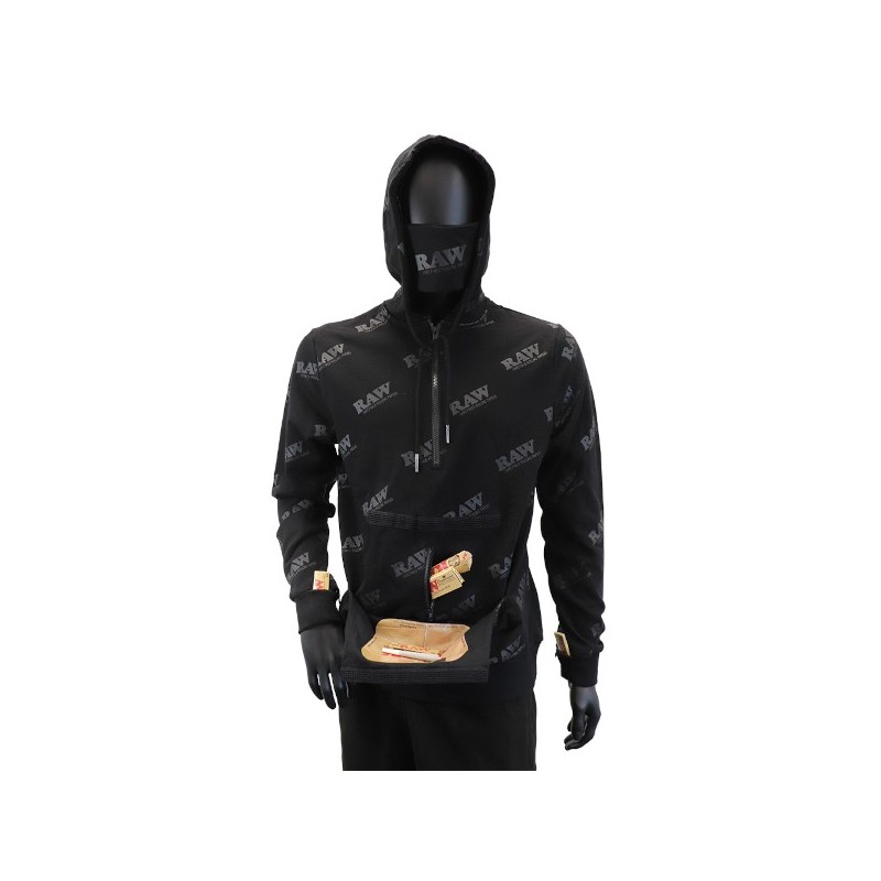 RAW ROLLING PAPERS RAWLER ZIP HOODIE BLACK ON BLACK
