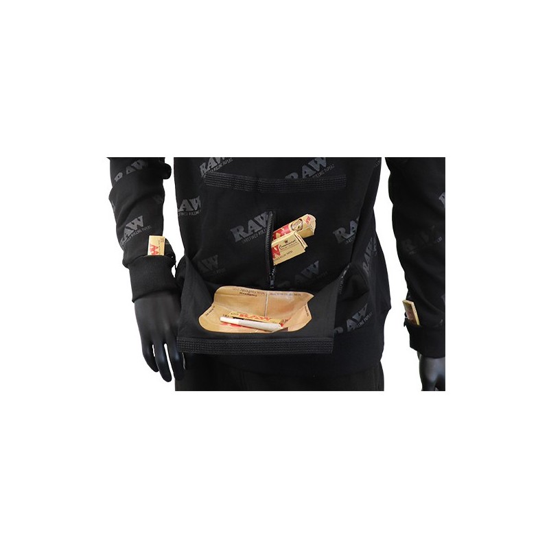 RAW ROLLING PAPERS RAWLER ZIP HOODIE BLACK ON BLACK