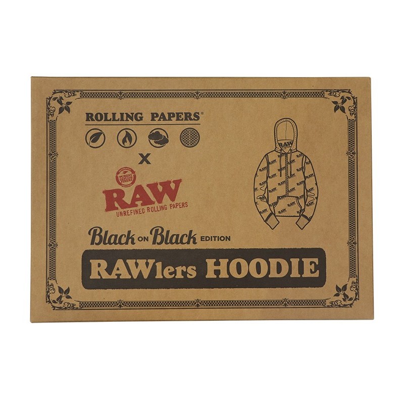 RAW ROLLING PAPERS RAWLER ZIP HOODIE BLACK ON BLACK